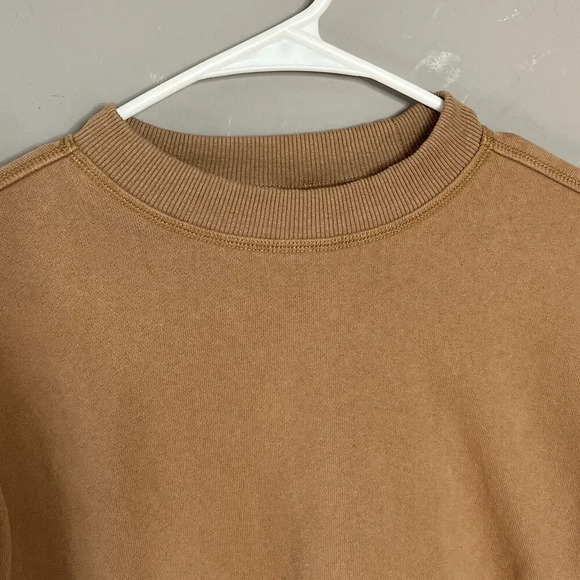 Mod Ref Womens Oversize Pullover Sweatshirt Ribbed Trim Sz S Brown Casual Comfy - Picture 5 of 14